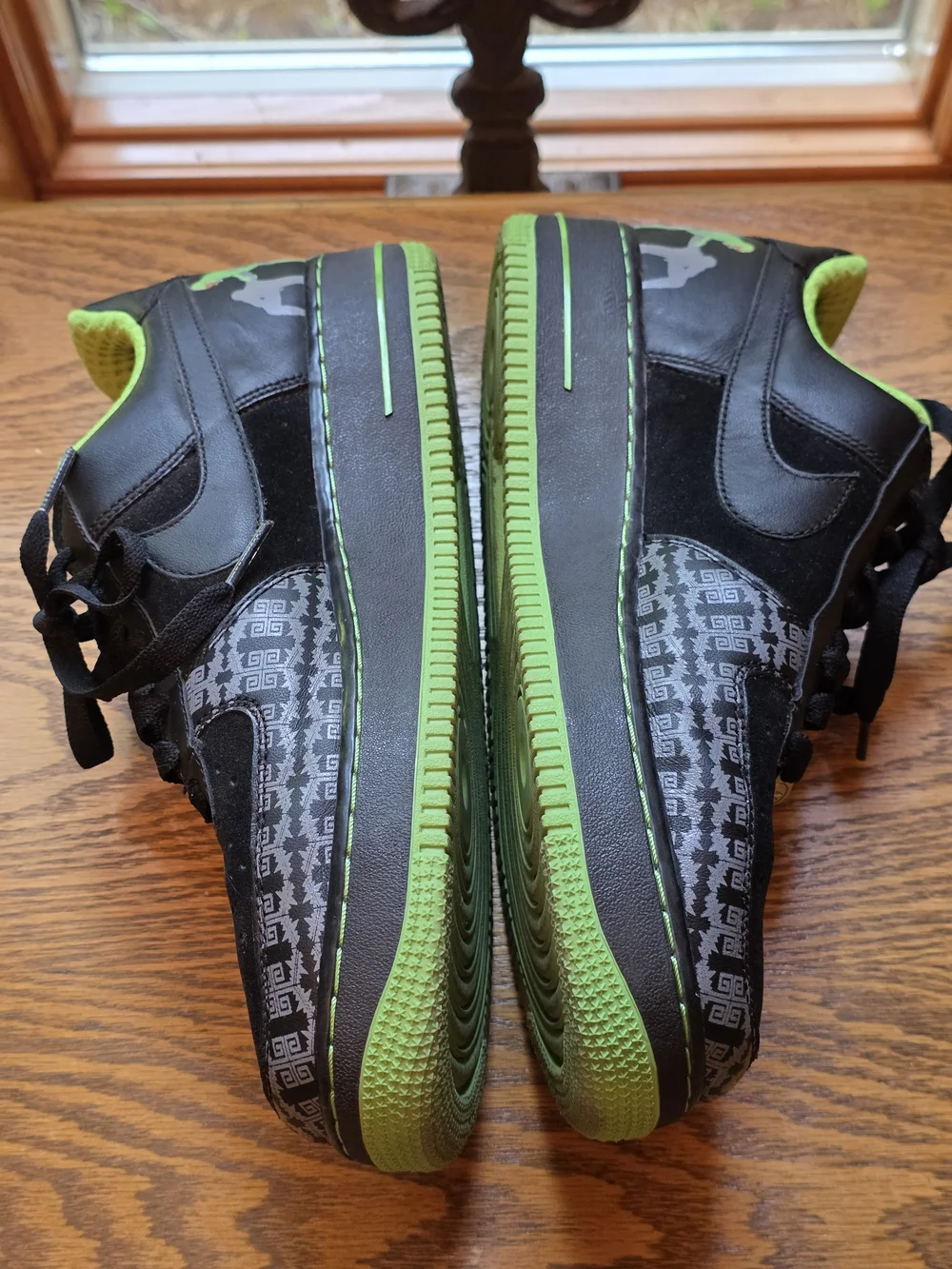Vintage Nike Airforce 1 Premium Lucha Libre Black & Lime Green Air Sneakers Sz 9
